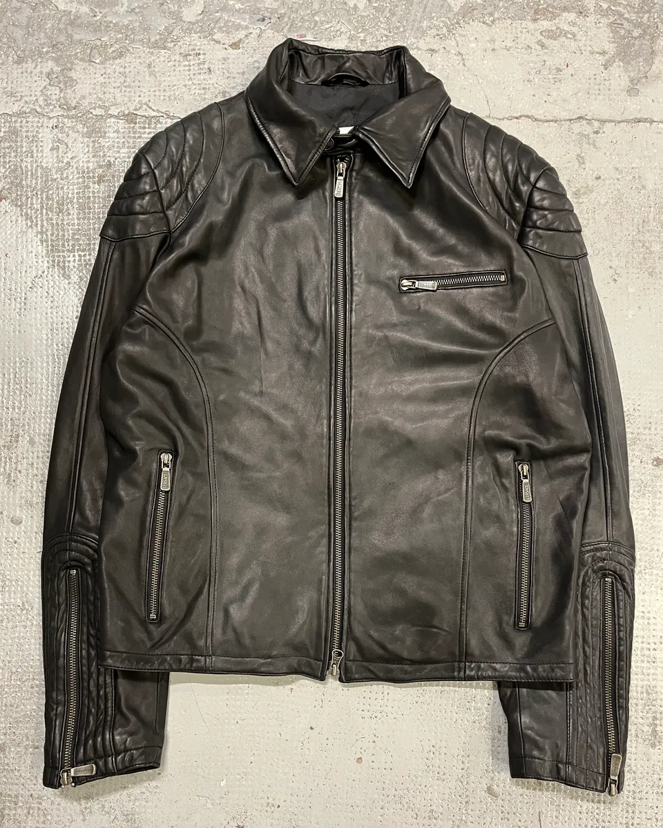 AW2015 Versace Moto Black Padded Leather Jacket - Image 4