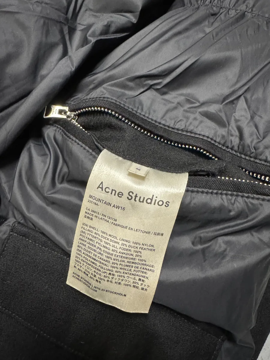 AW2016 Acne Studios Black Wool Puffer Jacket - Image 8