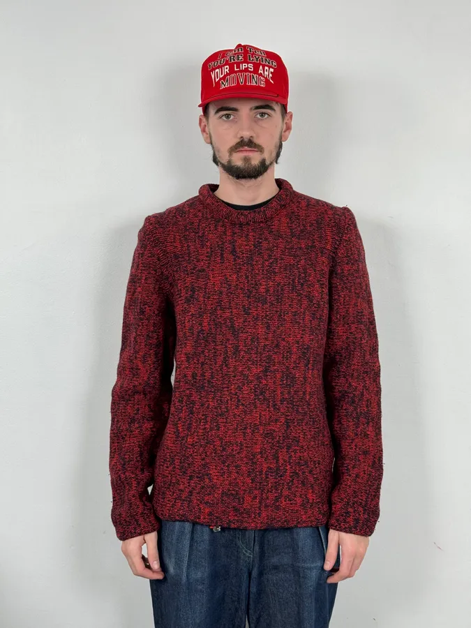 AW2016 Acne Studios Kris Red & Black Wool Sweater - Image 2