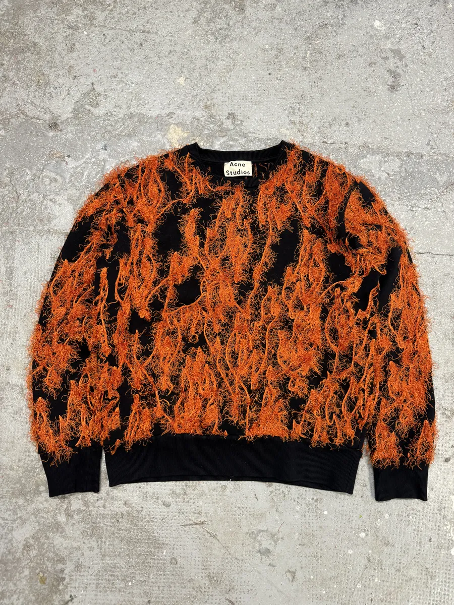 AW2016 Acne Studios Magma Black & Red Flame Crewneck Sweater - Image 5