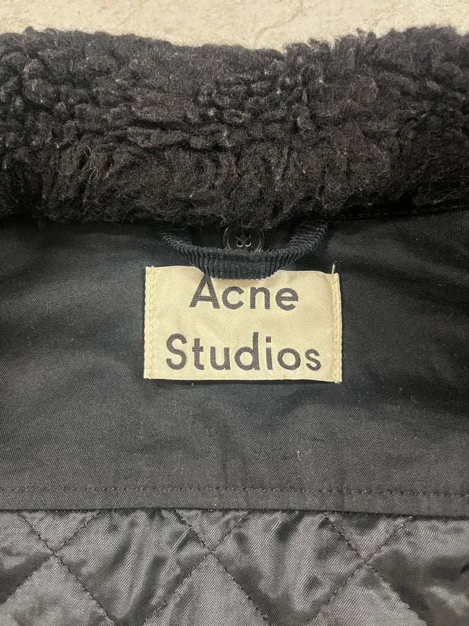 AW2016 Acne Studios Navy Corduroy Fur Collar Trucker Jacket - Image 9