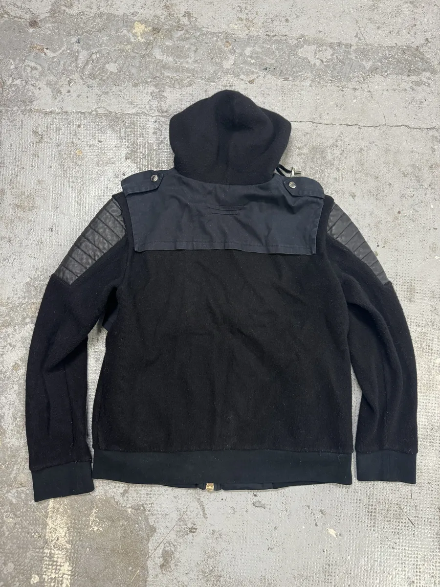 AW2016 Balmain Black Hybrid Biker Zip-up Hooded Jacket - Image 2
