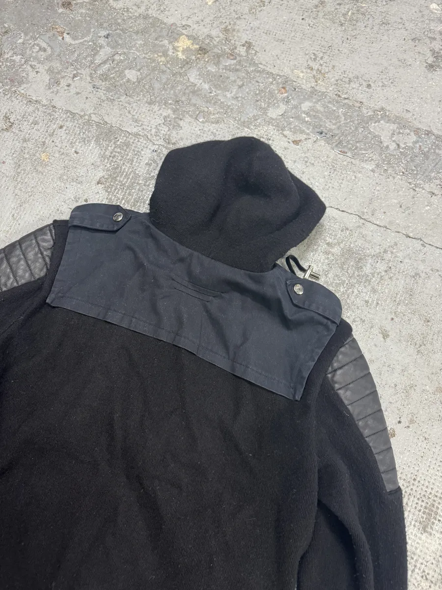 AW2016 Balmain Black Hybrid Biker Zip-up Hooded Jacket - Image 7