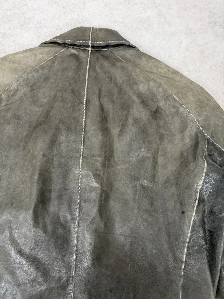 AW2016 Carol Christian Poell Drip Scarstitch Grey Leather Jacket - Image 11