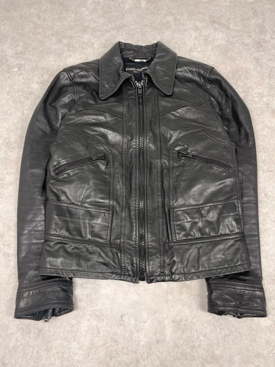 AW2016 Dolce & Gabbana Black Multi Zips Mafia Leather Jacket - Image 4