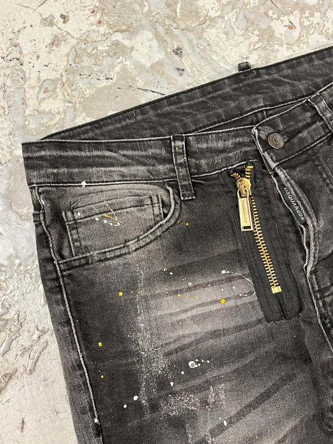 AW2016 Dsquared2 Painted Grey Slim Denim Jeans - Image 9