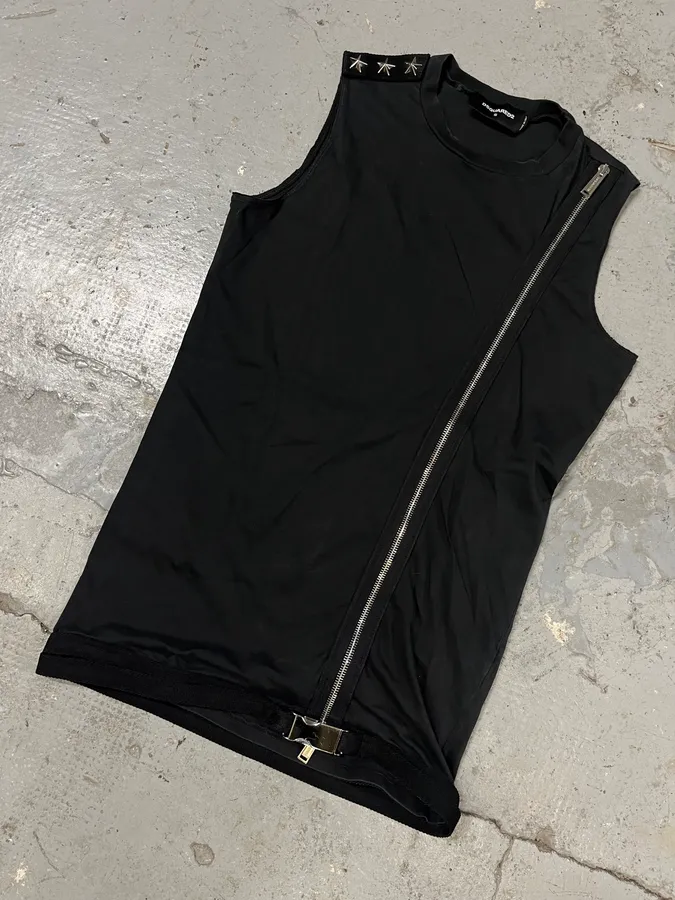 AW2016 Dsquared2 Zip Army Star Black Tank Top - Image 5