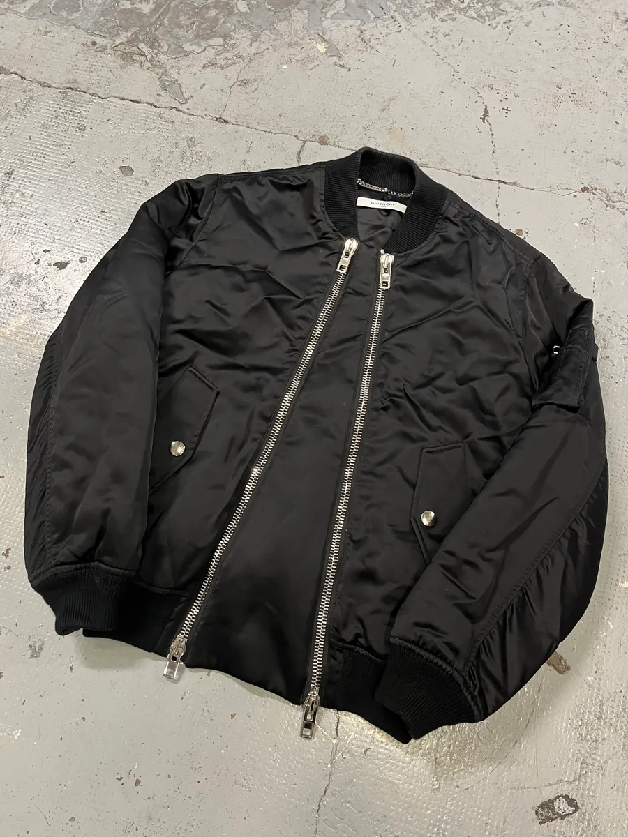 AW2016 Givenchy Black Asymmetrical 2 Zips Bomber Jacket - Image 5