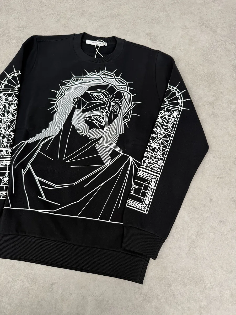 AW2016 Givenchy Black Barbed Wire Jesus Print Sweatshirt - Image 10