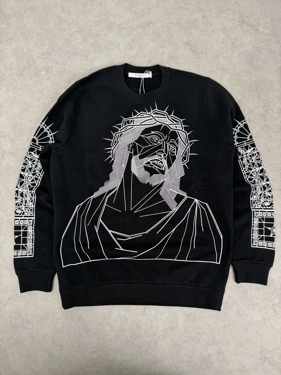 AW2016 Givenchy Black Barbed Wire Jesus Print Sweatshirt - Image 6