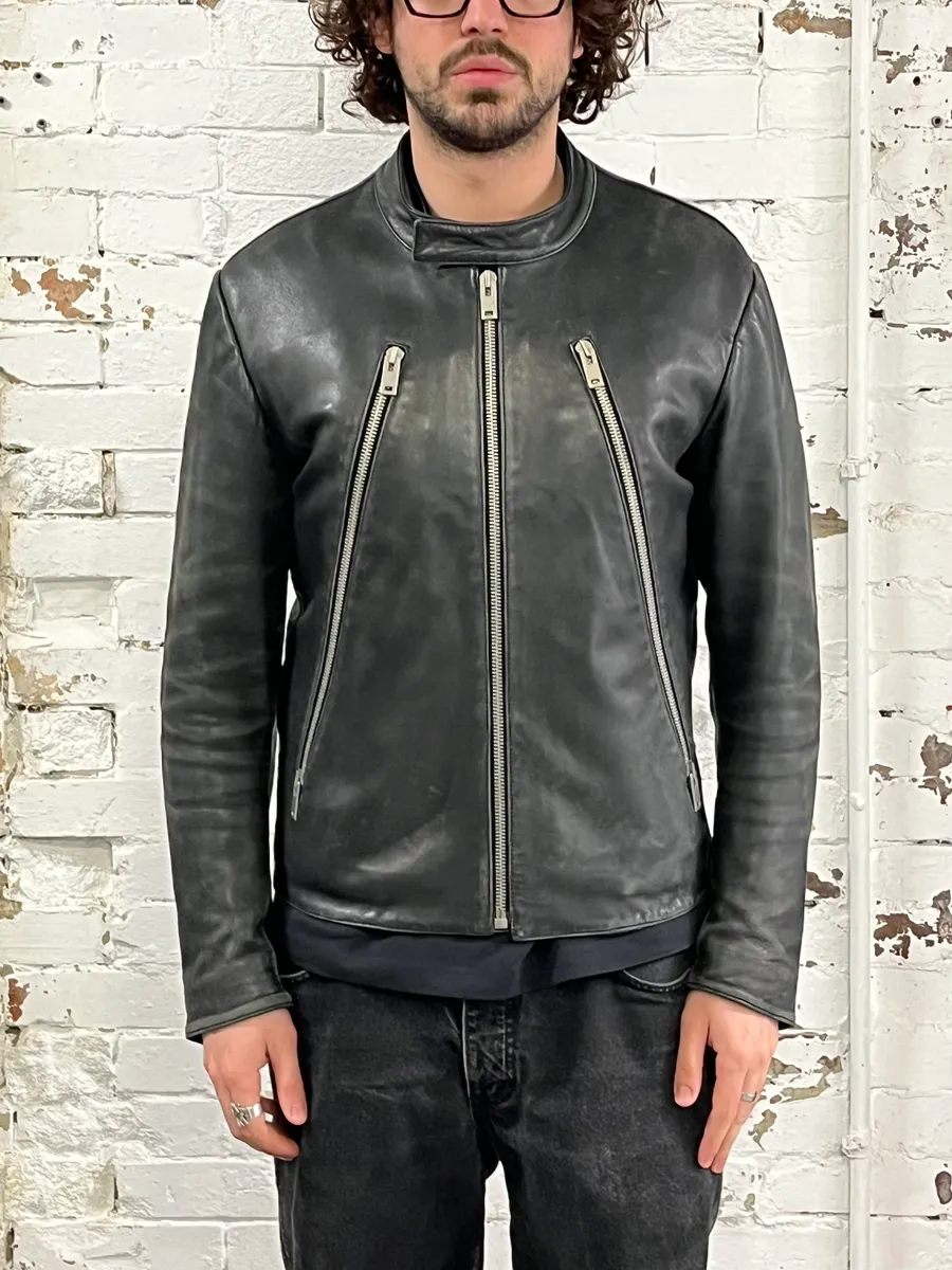 AW2016 Maison Margiela 5-Zip Biker Black Leather Jacket - Image 2