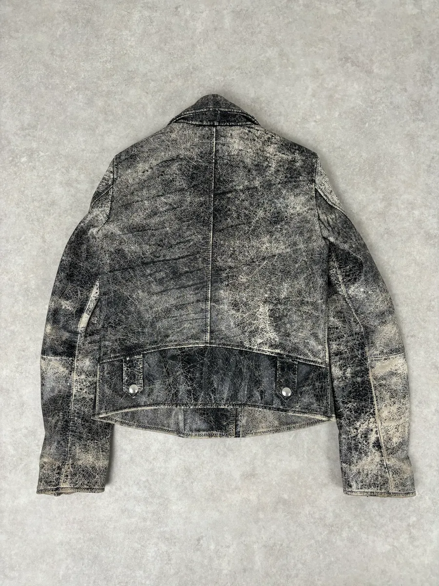 AW2016 Margiela MM6 crack-effect leather biker jacket. - Image 5