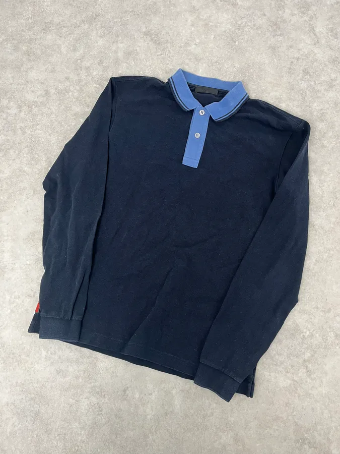 AW2016 Prada Black & Blue Linea Rossa Polo Shirt - Image 4