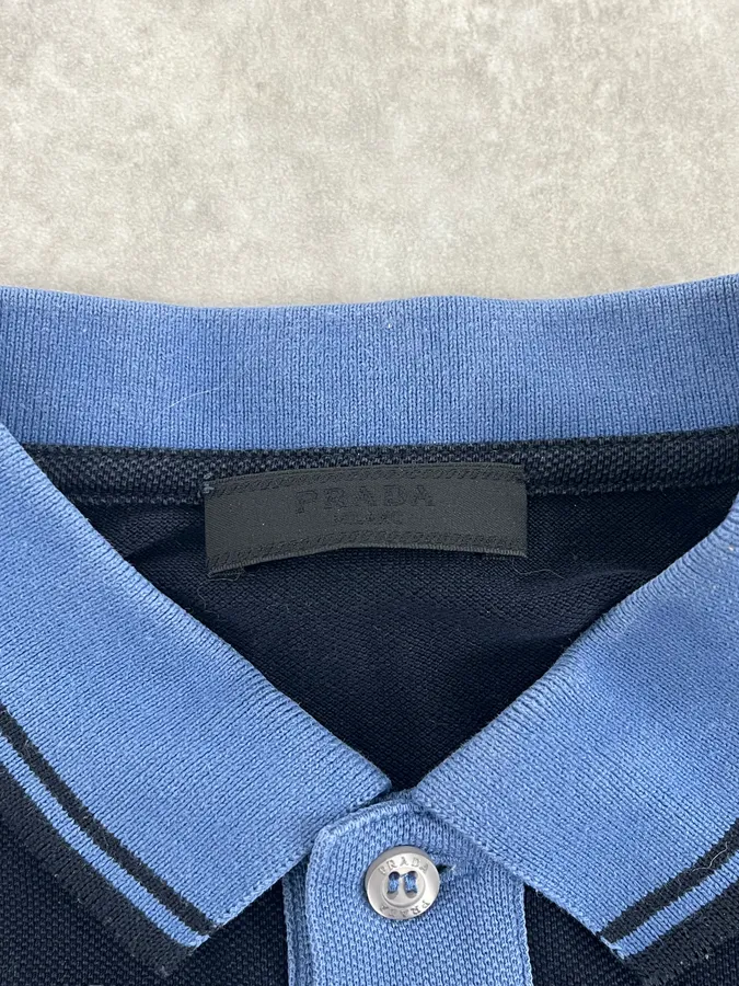 AW2016 Prada Black & Blue Linea Rossa Polo Shirt - Image 7