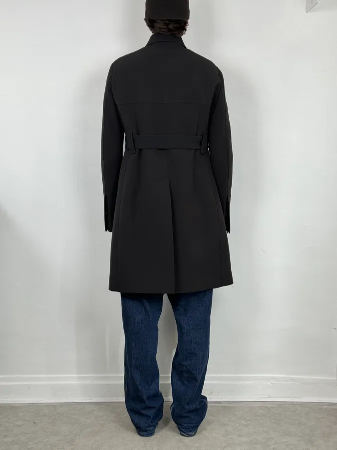 AW2016 Rick Owens Black Wool Belted Coat - Image 4