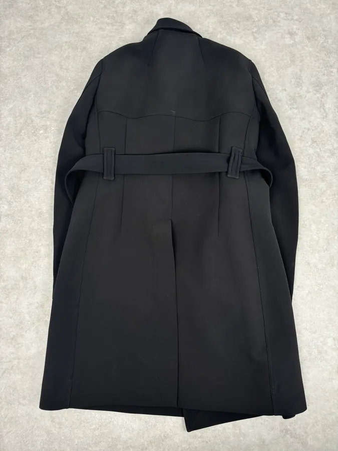 AW2016 Rick Owens Black Wool Belted Coat - Image 6