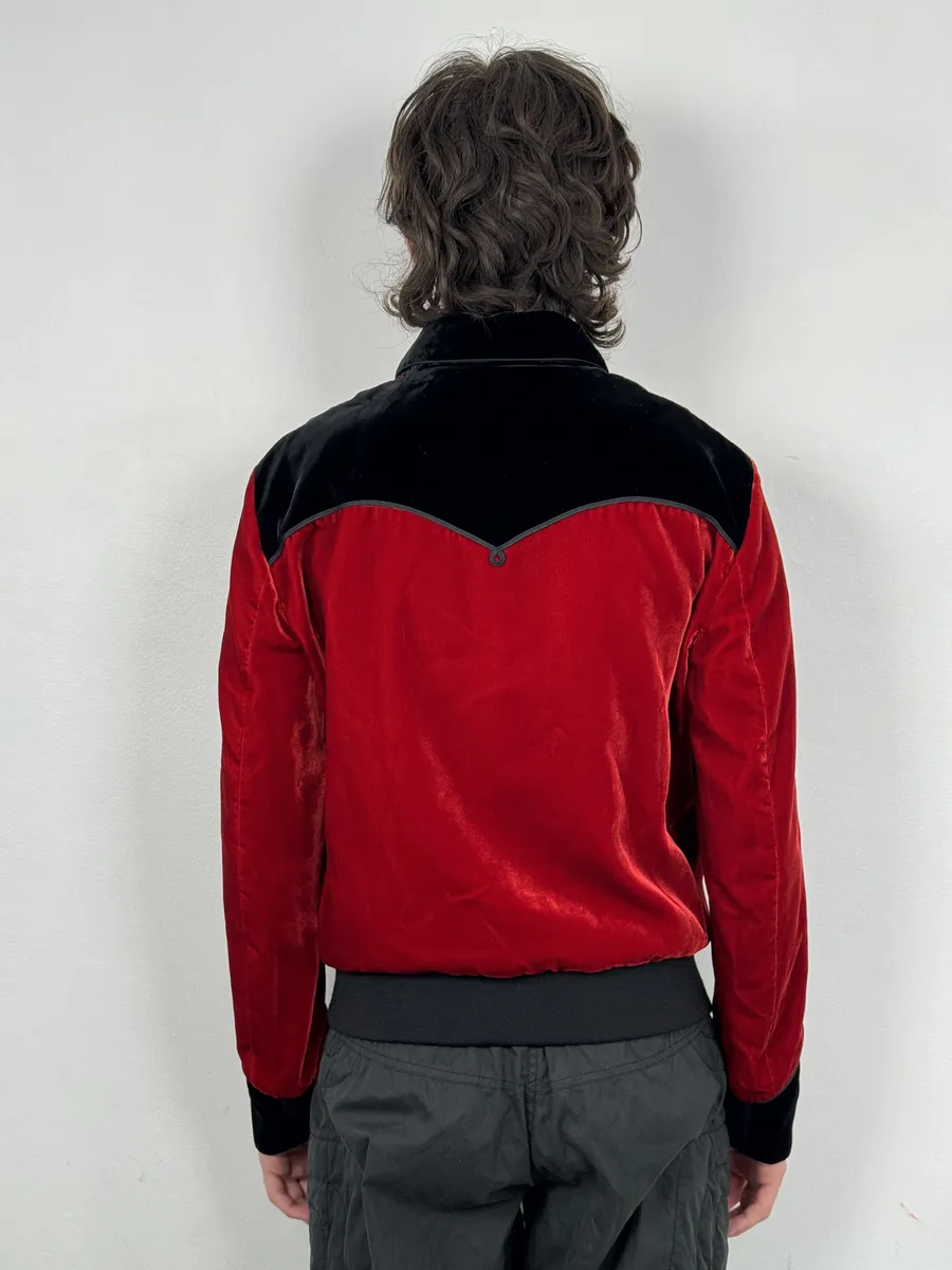 AW2016 Saint Laurent Red Velour Contrast Collar Light Jacket by Hedi Slimane - Image 5