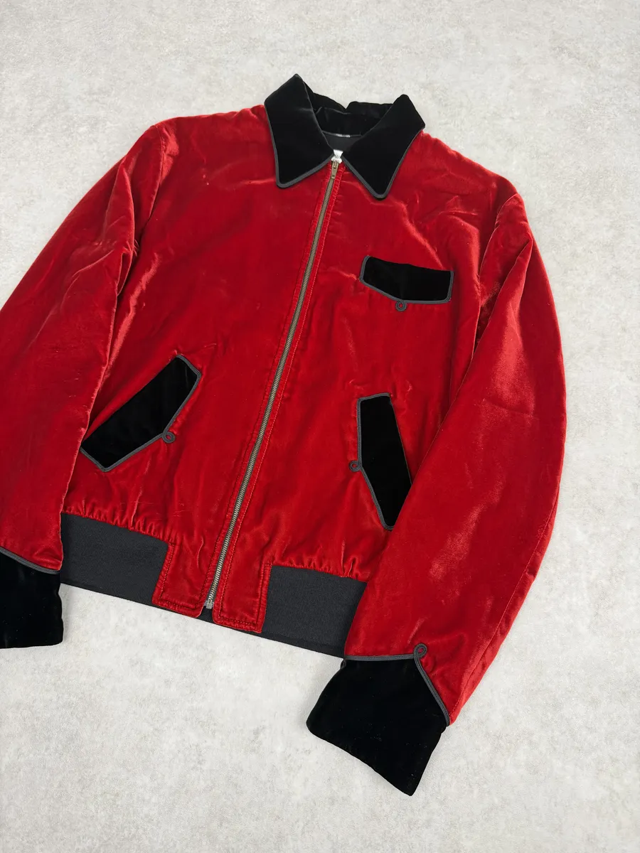 AW2016 Saint Laurent Red Velour Contrast Collar Light Jacket by Hedi Slimane - Image 7