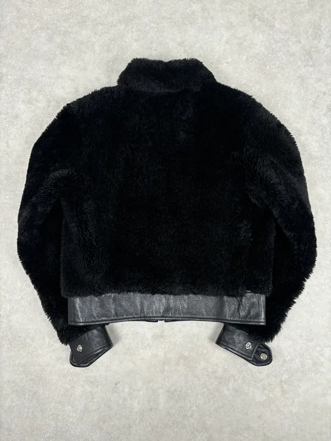 AW2016 Saint Laurent Sample Black Fake Fur Bomber Jacket - Image 5