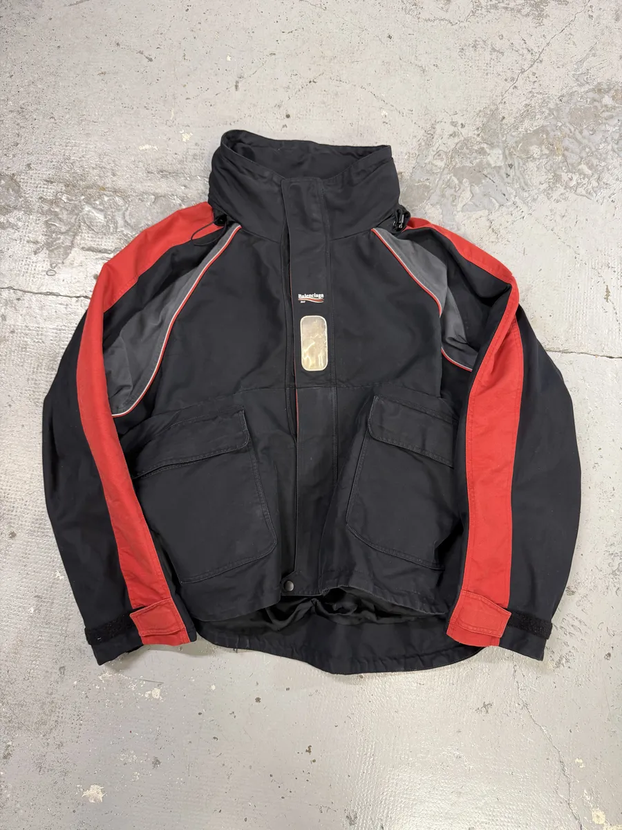 AW2017 Balenciaga Black & Red Parka Hooded Jacket - Image 3