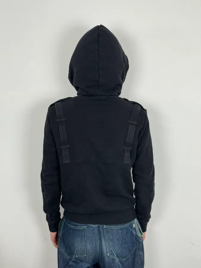 AW2017 Balmain Black Bondage Avant-Garde Zip-up Sweater - Image 3