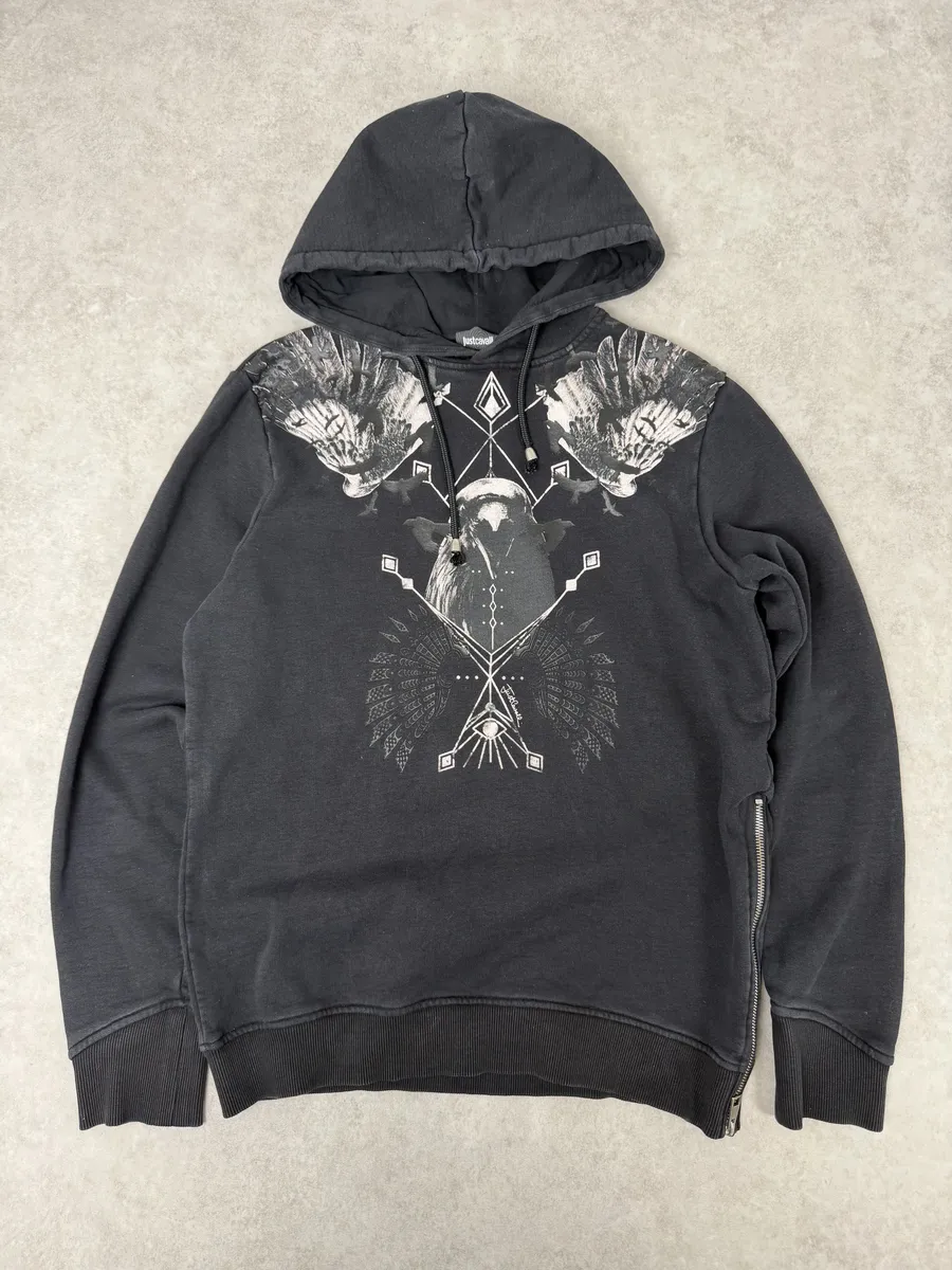 AW2017 Cavalli Black Bird Zip Hoodie - Image 3