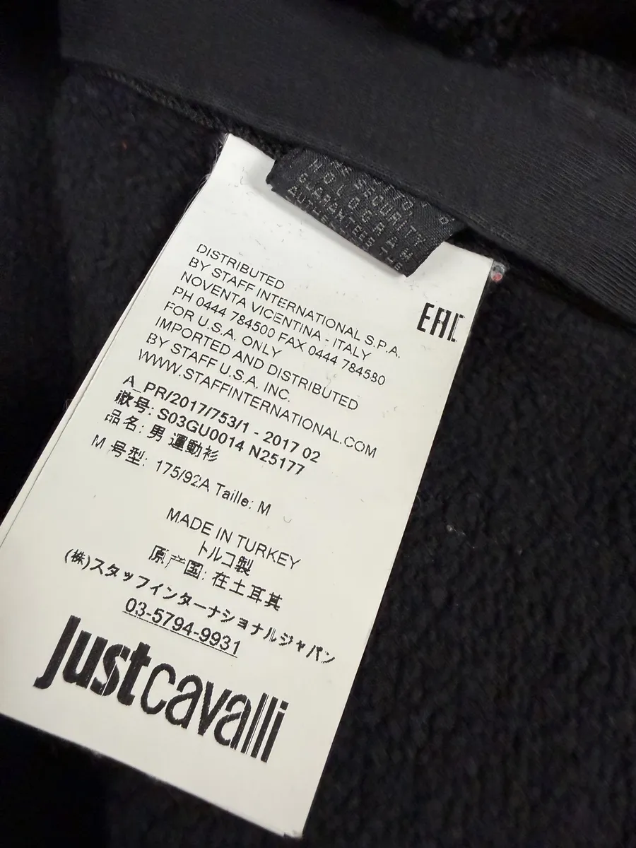 AW2017 Cavalli Black Bird Zip Hoodie - Image 6