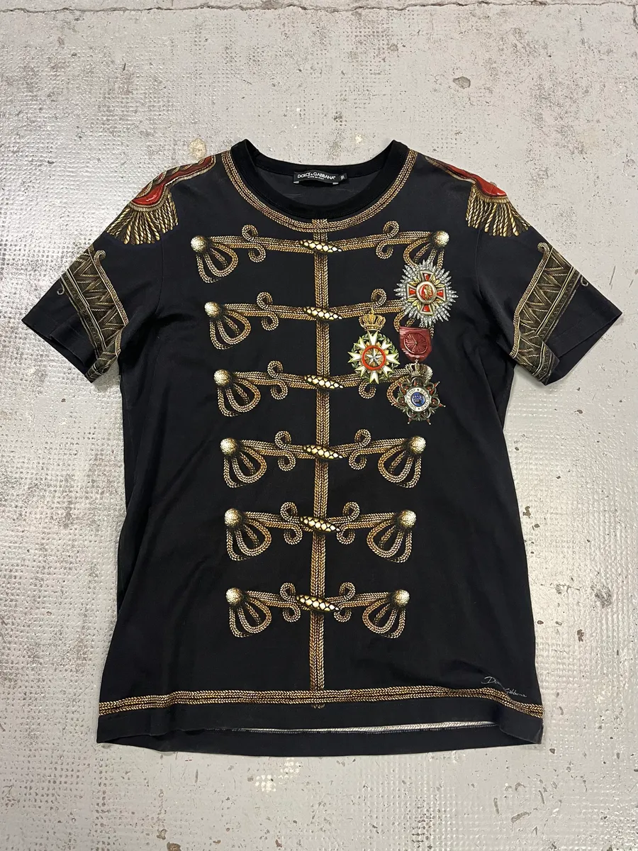 AW2017 Dolce & Gabbana Black Gold Napoleon Officer T-Shirt
