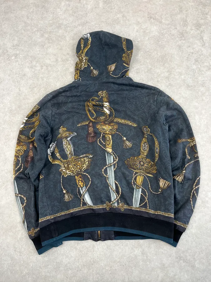 AW2017 Dolce & Gabbana Navy Swords Avant-Garde Zip-up Hoodie - Image 6