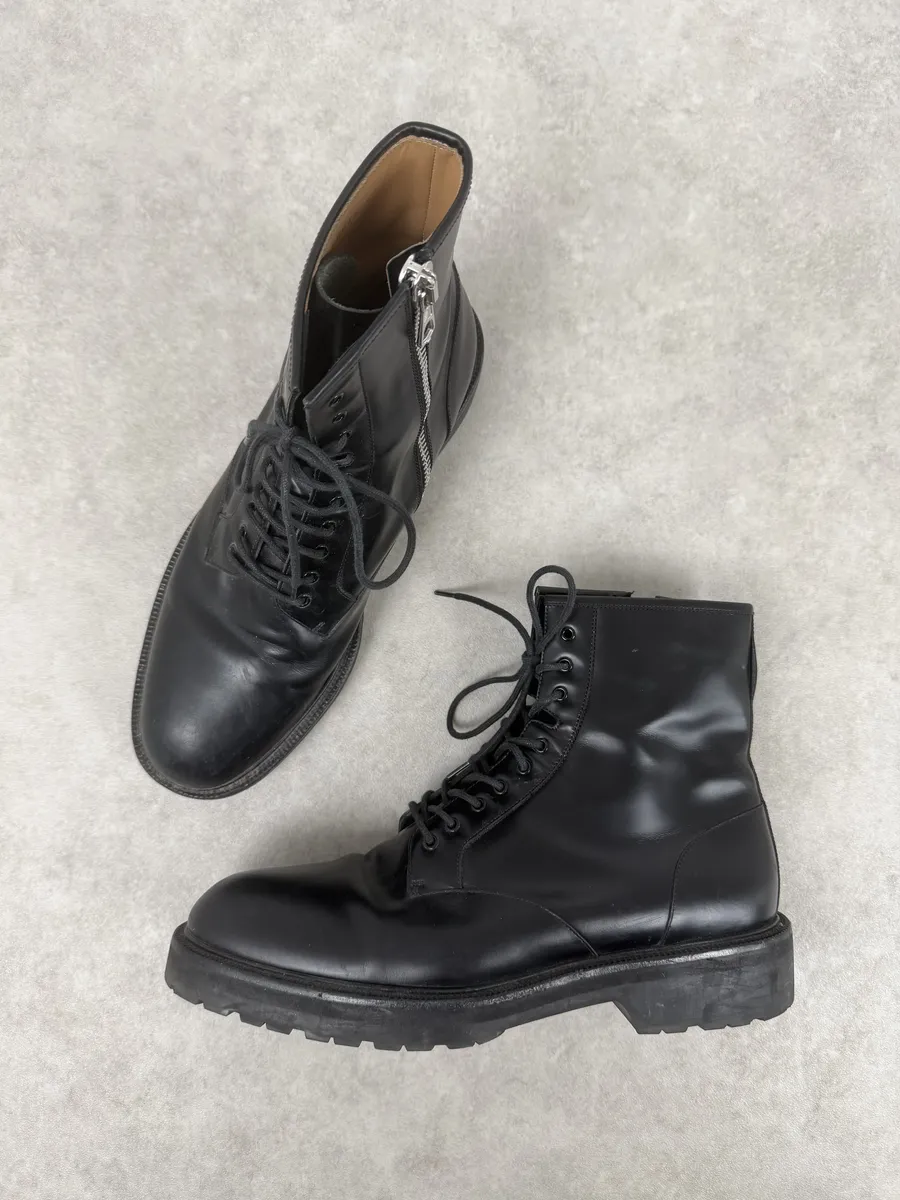 AW2017 Dries Van Noten Black Leather Combat Zip Boots - Image 9