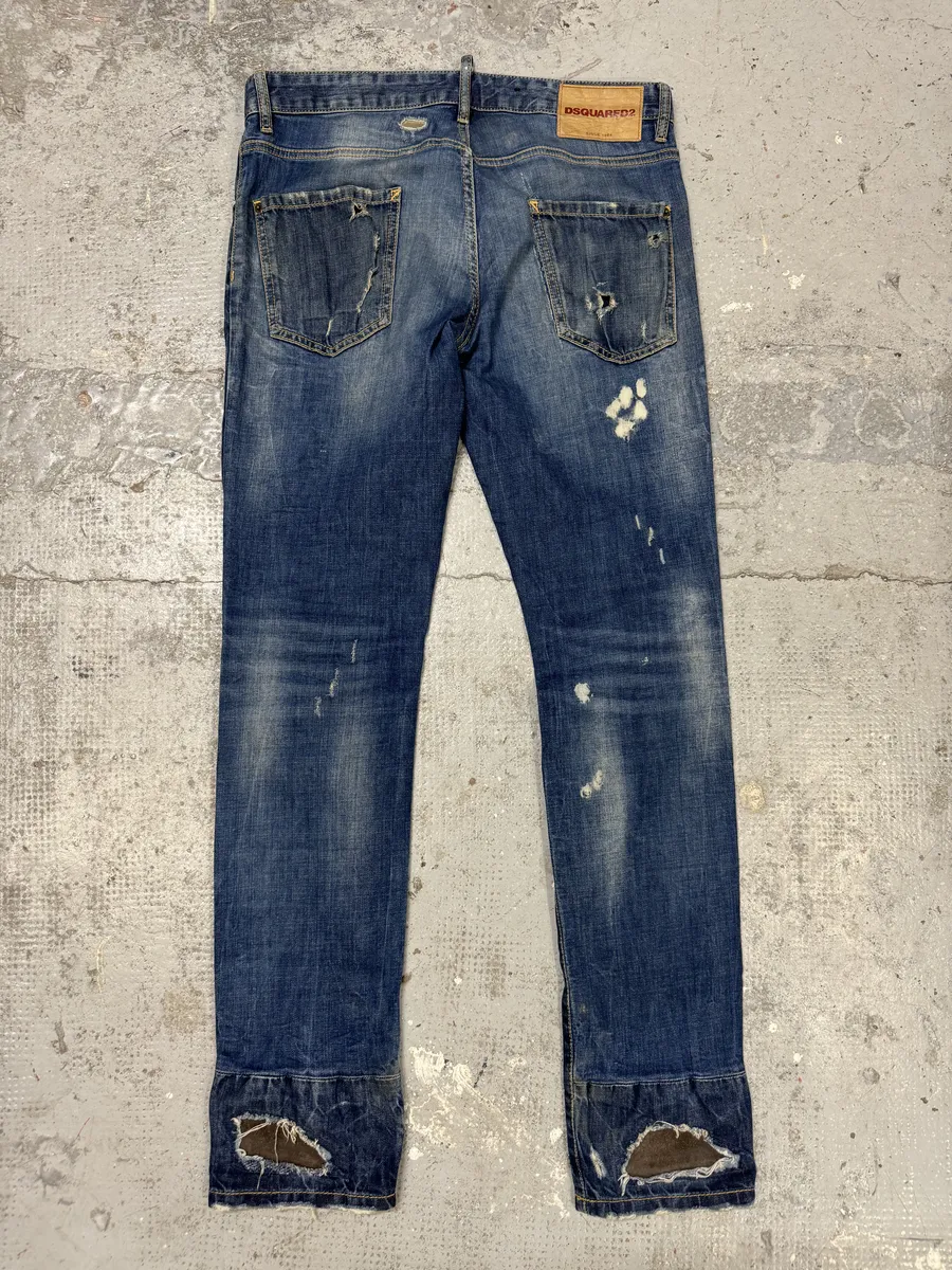 AW2017 DSquared2 Blue Distressed Slim Denim Jeans - Image 5