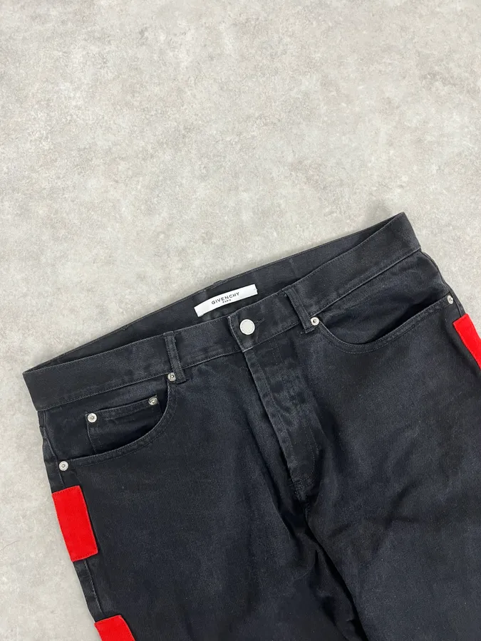 AW2017 Givenchy Black Denim Jeans with Red Patches by Riccardo Tisci - Image 6
