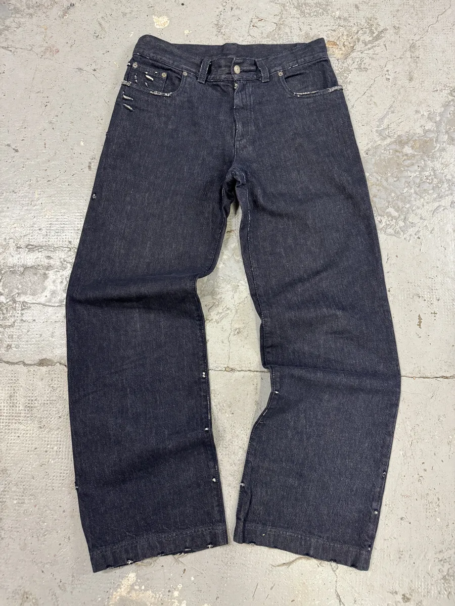 AW2017 Maison Margiela Signature Navy Brut Denim Jeans - Image 7