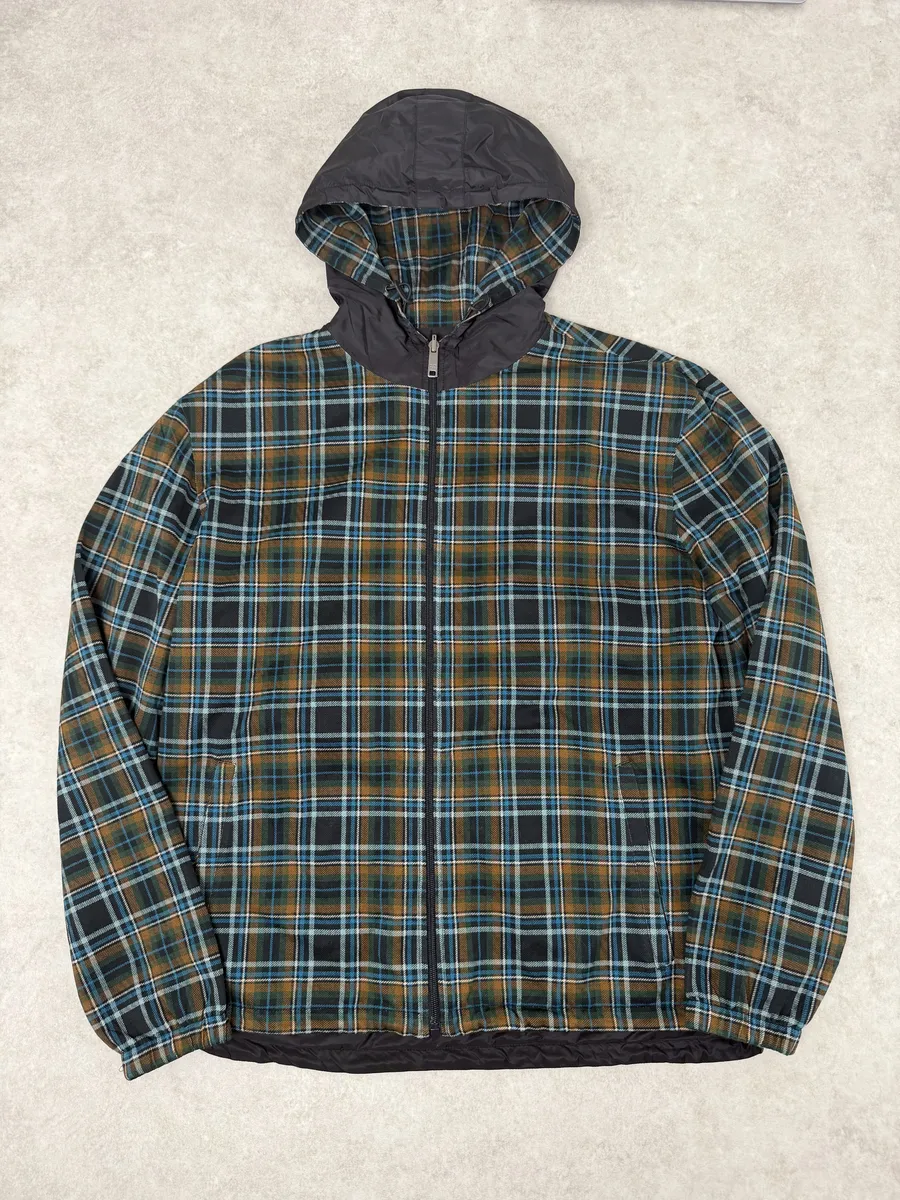 AW2017 Prada Black & Multicolor Reversible Checkered Windbreaker Jacket