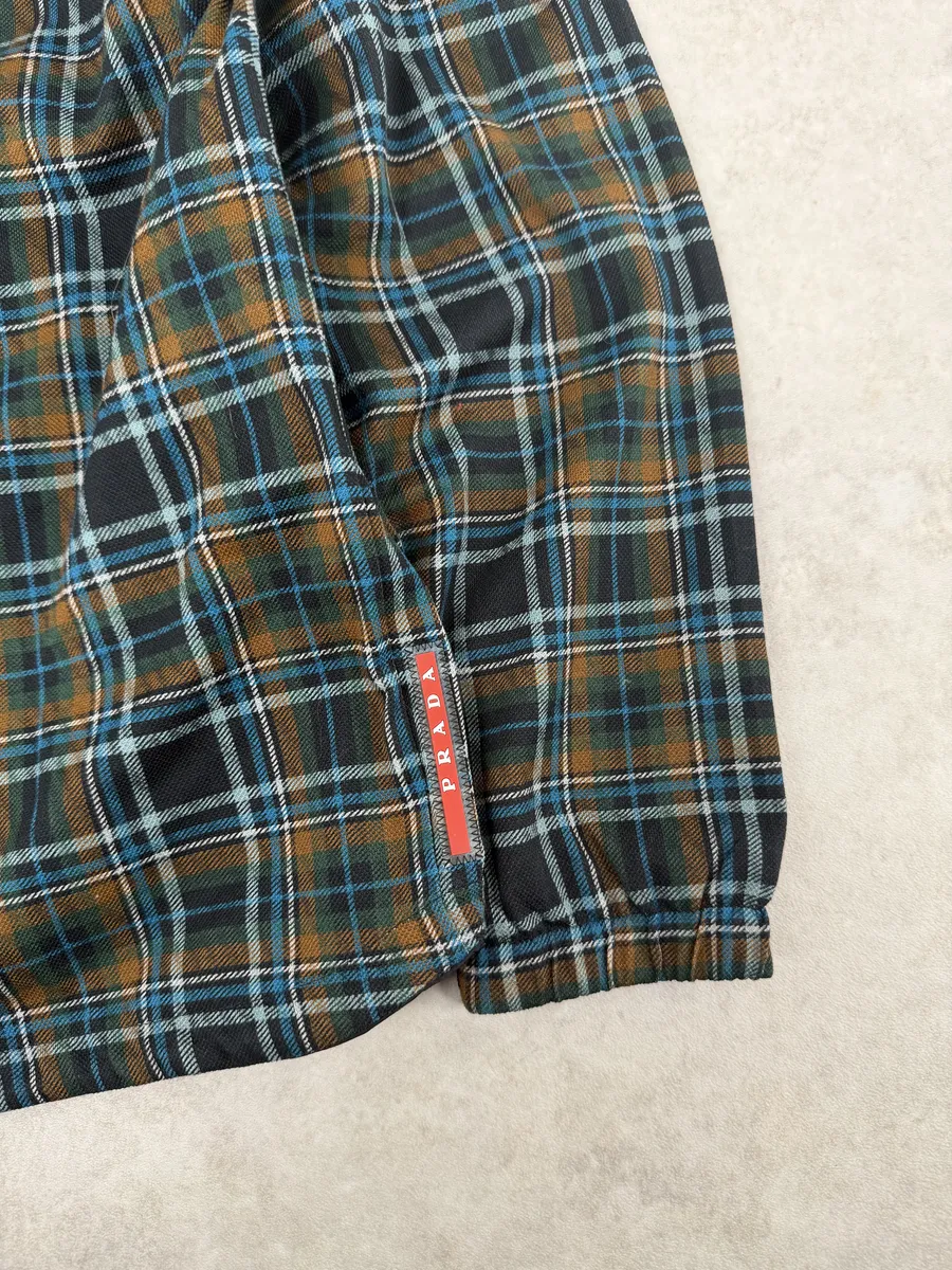 AW2017 Prada Black & Multicolor Reversible Checkered Windbreaker Jacket - Image 11