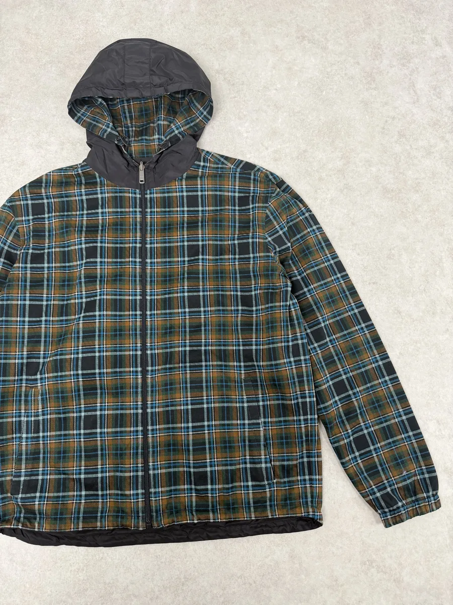 AW2017 Prada Black & Multicolor Reversible Checkered Windbreaker Jacket - Image 12