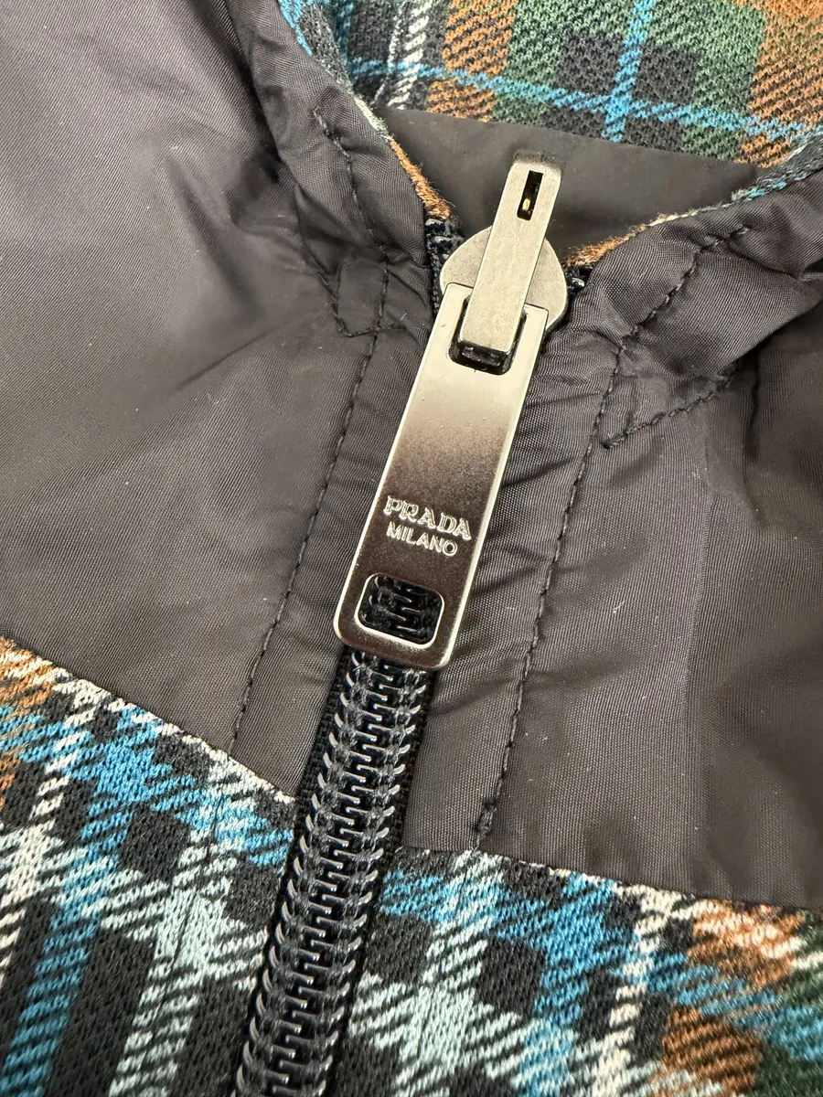 AW2017 Prada Black & Multicolor Reversible Checkered Windbreaker Jacket - Image 13
