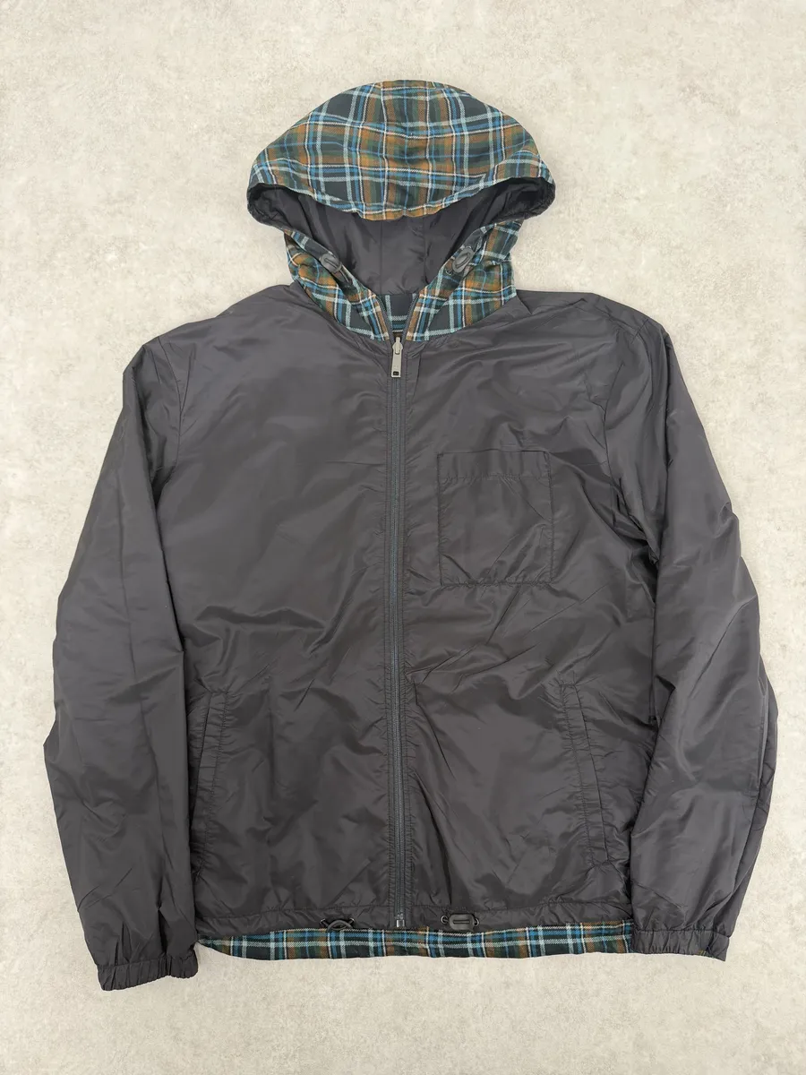 AW2017 Prada Black & Multicolor Reversible Checkered Windbreaker Jacket - Image 2
