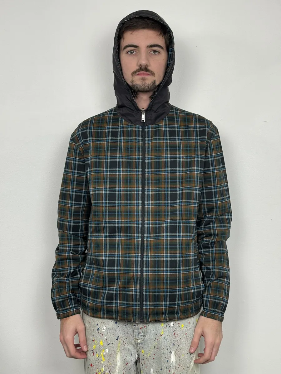 AW2017 Prada Black & Multicolor Reversible Checkered Windbreaker Jacket - Image 5