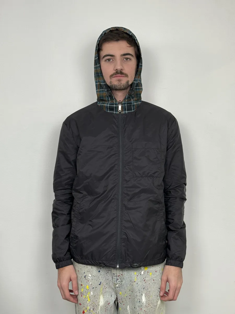 AW2017 Prada Black & Multicolor Reversible Checkered Windbreaker Jacket - Image 7