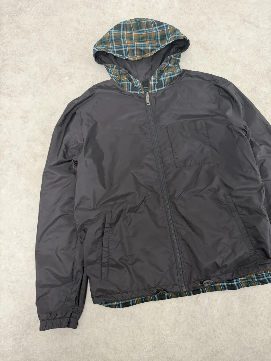 AW2017 Prada Black & Multicolor Reversible Checkered Windbreaker Jacket - Image 8