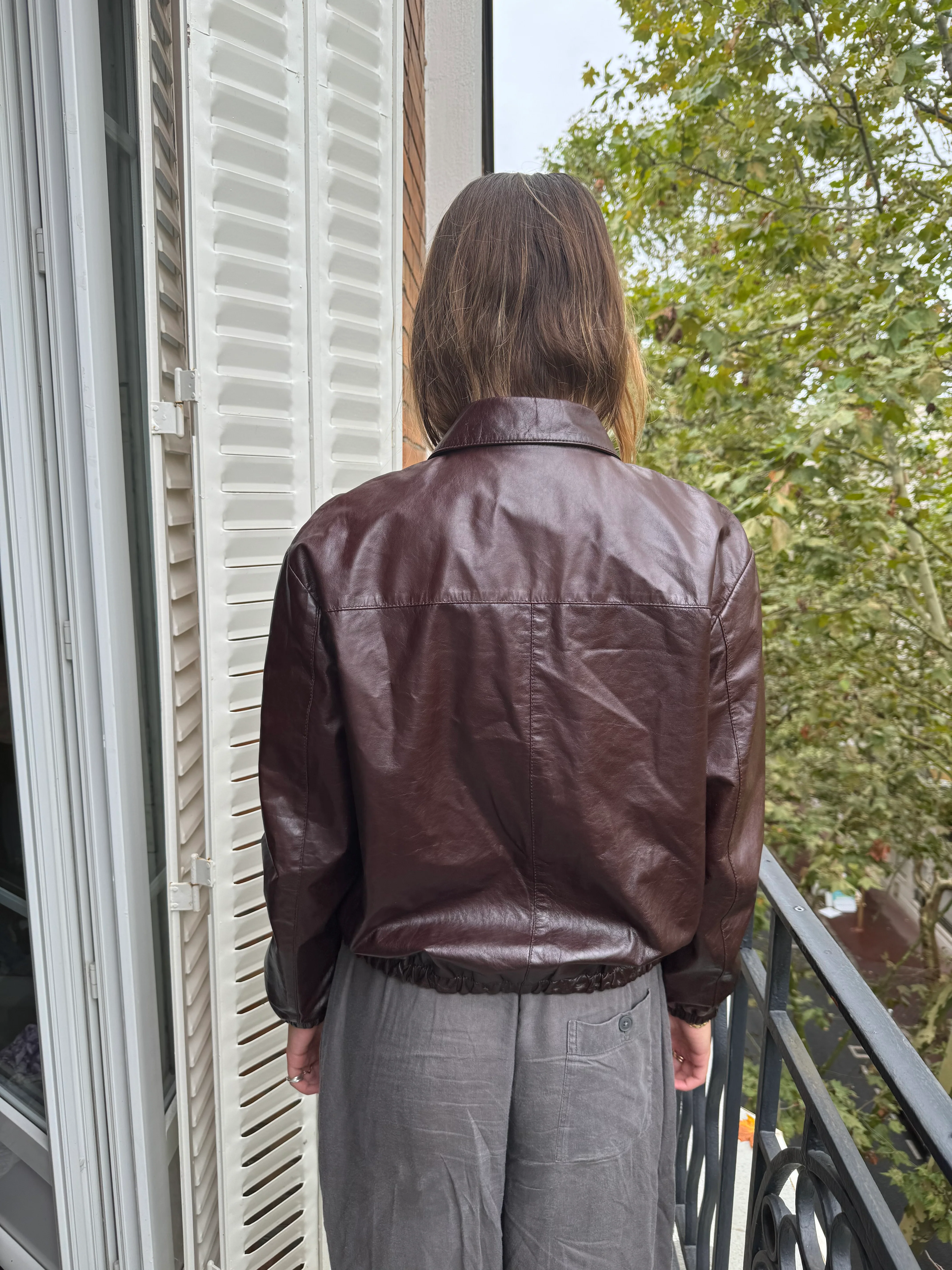 AW2017 Prada Brown Soft Relaxed Lamb Leather Jacket  (XS) - Image 3