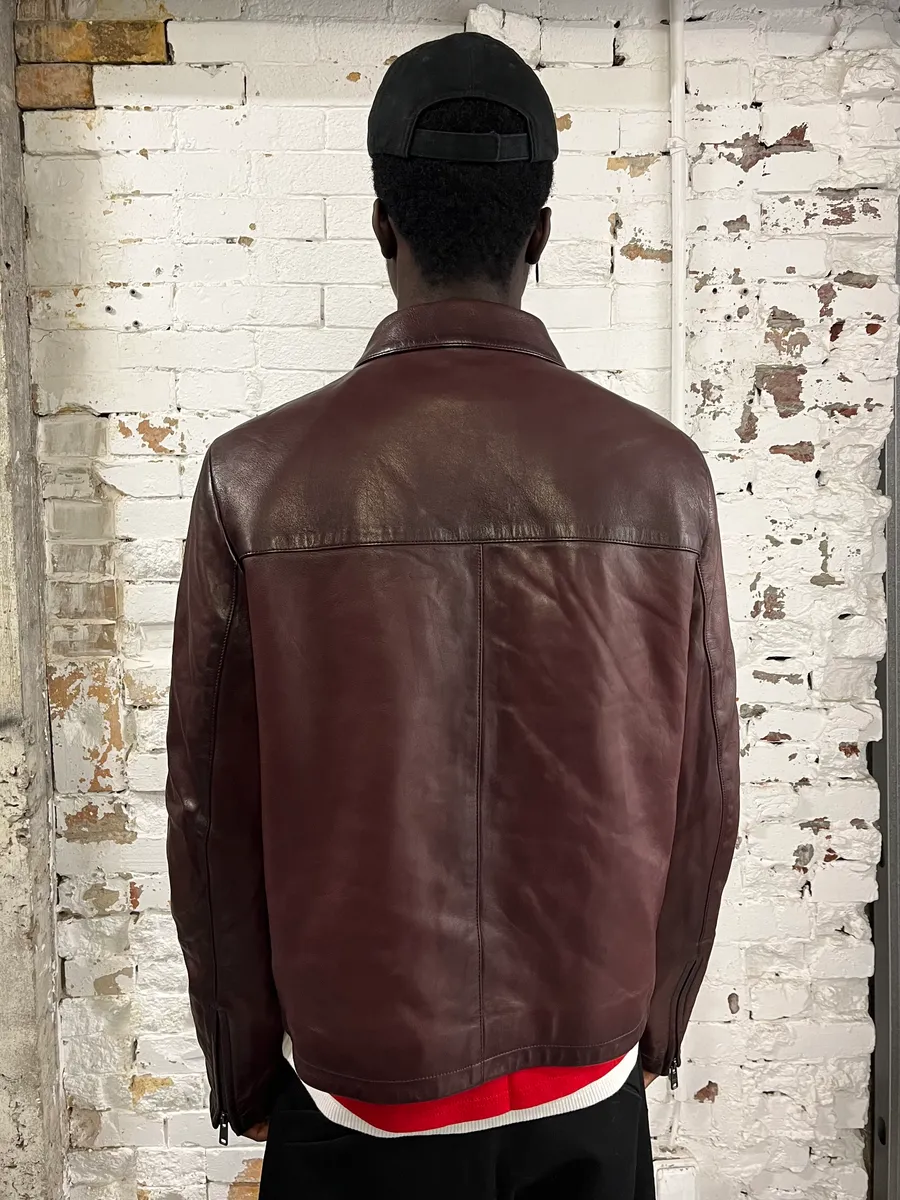 AW2017 Prada Pure Wine Burgundy Leather Jacket - Image 3