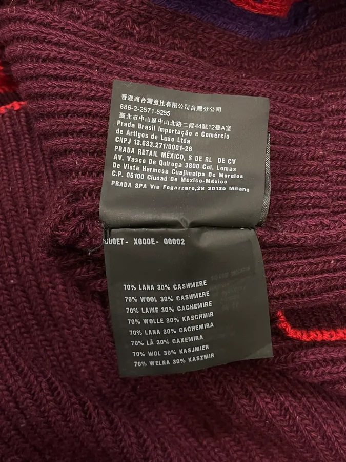 AW2017 Prada Red Lines Bordeaux Wool & Cashmere Sweater - Image 11