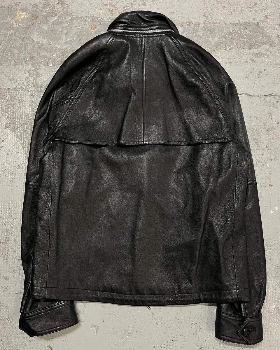 AW2017 Saint Laurent Black Leather Hooded Detachable Collar Jacket - Image 9