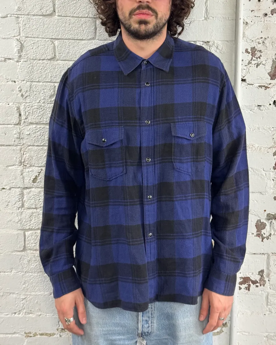 AW2017 Saint Laurent Blue & Black Flannel Shirt - Image 2