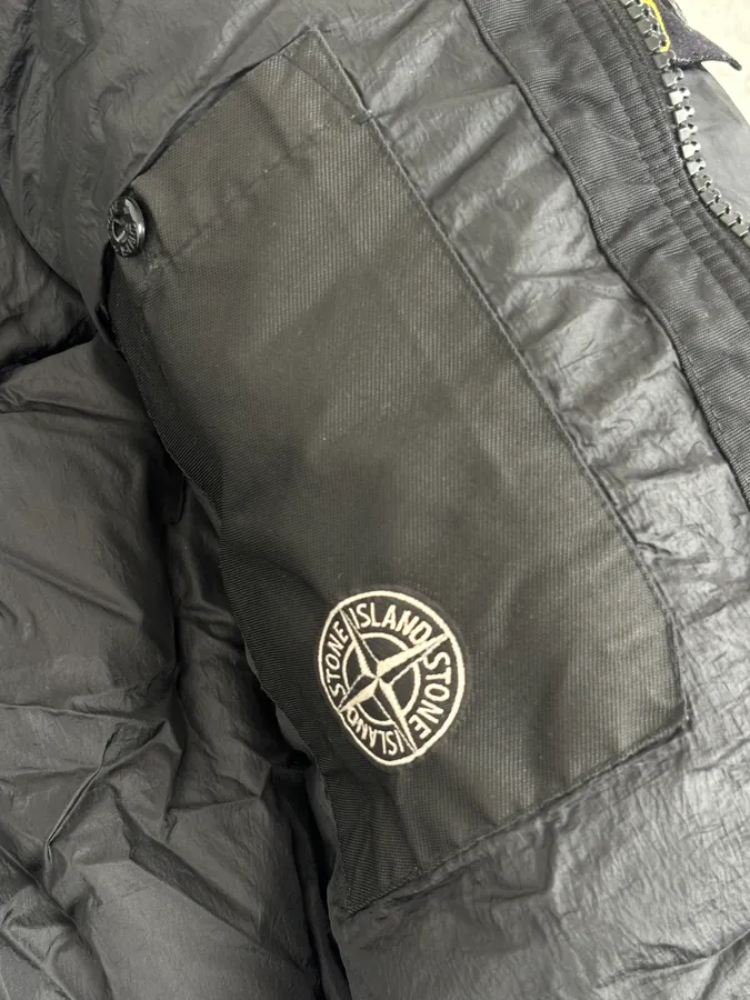 AW2017 Stone Island Black Dyed Crinkle Reps Black Hooded Puffer Jacket - Image 11