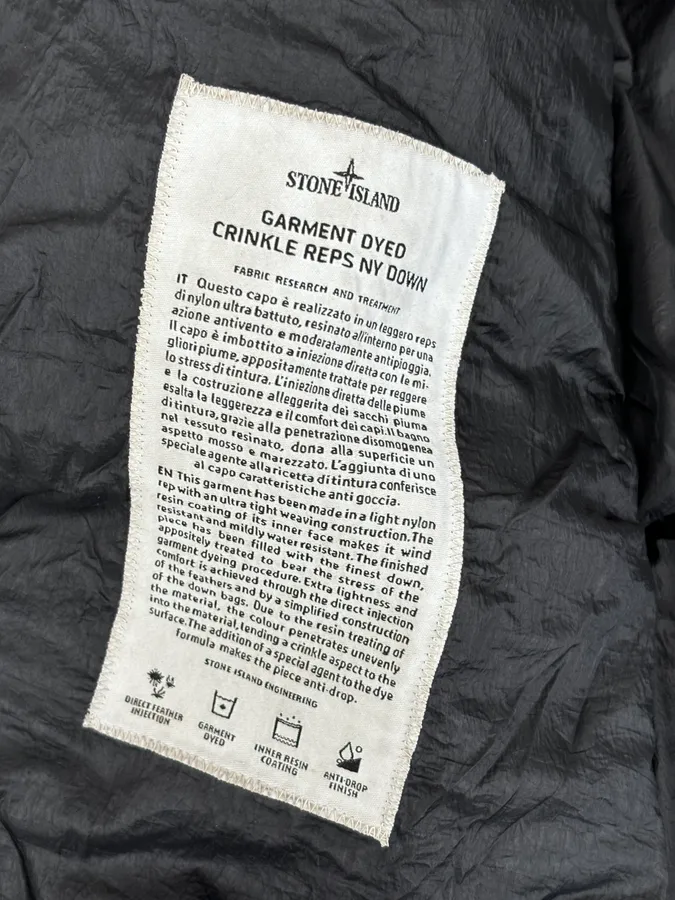 AW2017 Stone Island Black Dyed Crinkle Reps Black Hooded Puffer Jacket - Image 12