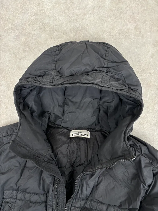 AW2017 Stone Island Black Dyed Crinkle Reps Black Hooded Puffer Jacket - Image 9