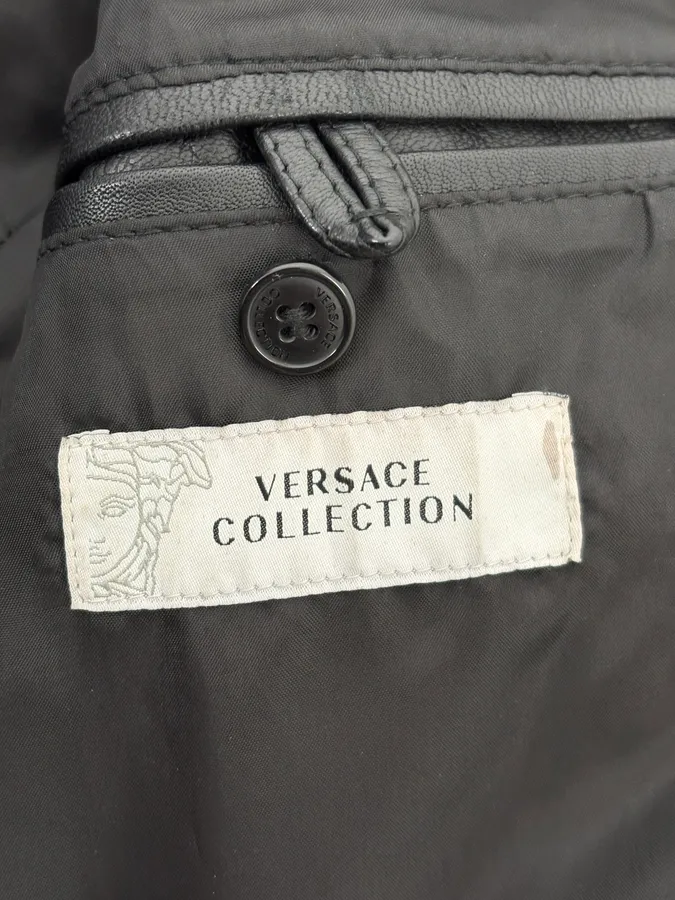 AW2017 Versace Biker Black Leather Jacket - Image 11